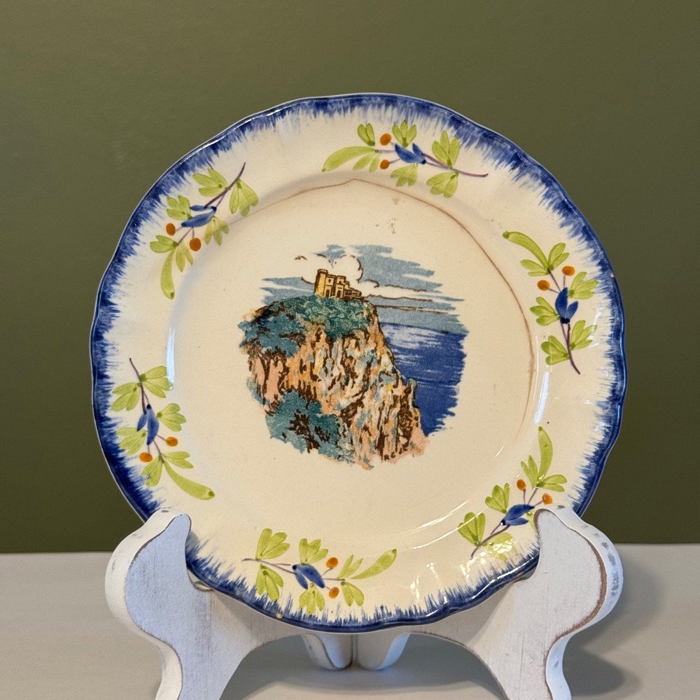 Vintage France Coastal Cliff Plate Nice French Pottery 6.75 Inch